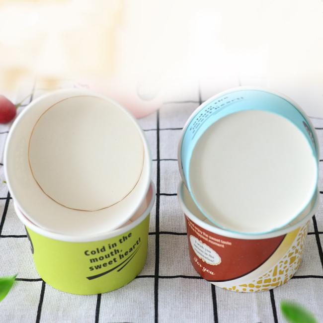 Custom Logo Printed Ice Cream Paper Cup Frozen Yogurt Gelato Bowls 3/4/5/8/12/16oz Disposable Single Wall Paper Cup