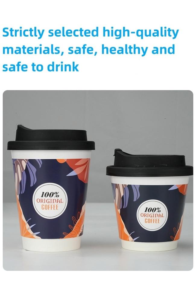 Eco Friendly Disposable Full Printing Color 12oz 16oz Ripple Double Wall Customized Coffee Paper Cups for Hot Water Drinking