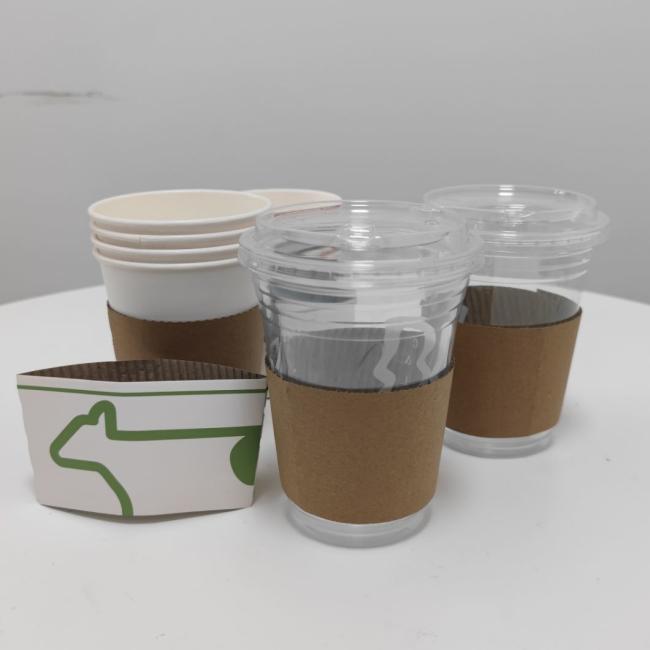 Eco Friendly Recyclable Custom Printed Logo Disposable Corrugated Cardboard Coffee Cup Sleeves for Hot Drink Cup