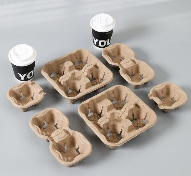 Disposable Customized Kraft Take Away Drink Eco Paper Coffee Cardboard Cup Holders Carrier Packing