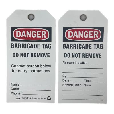 Plastic Tag Danger Barricade Tag Durable PVC for Safety Sign Tag