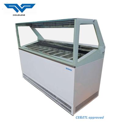 China Dixell Digital Control Commercial Ice Cream Display Freezer 12 Pans for sale