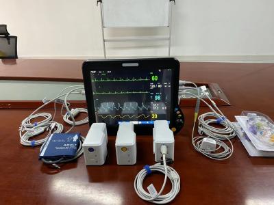 China 8 language Portable Patient Monitor 15 inch TFT LCD Screen ICU Cardiac Monitor for sale