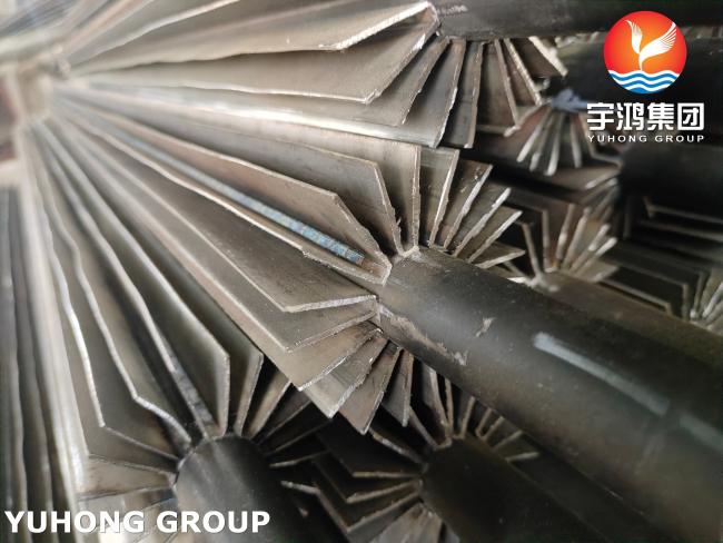 Close-up view of ASTM A179 longitudinal welding fin tube showing detailed fin attachment structure