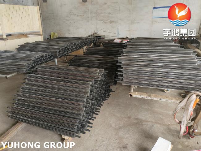 ASTM A179 fin tubes installed in industrial heat exchanger application
