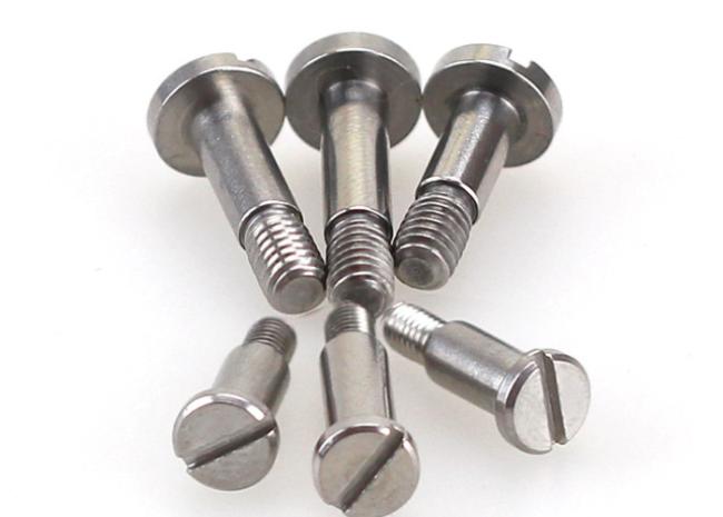 Close-up view of stainless steel shoulder bolt construction