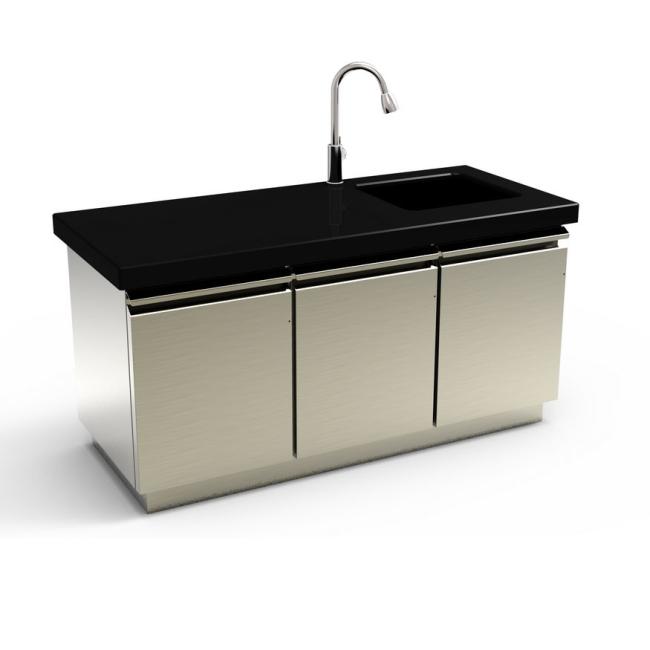 SUS kitchen cabinet, with marble top.