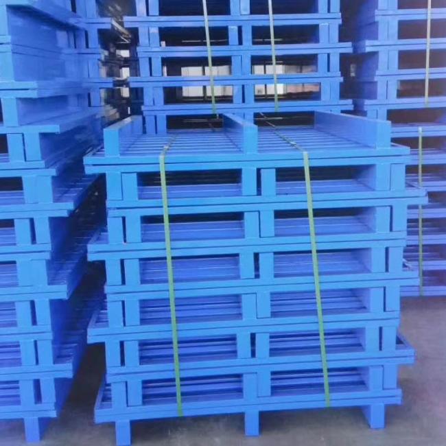 Close-up view of warehouse steel pallet construction