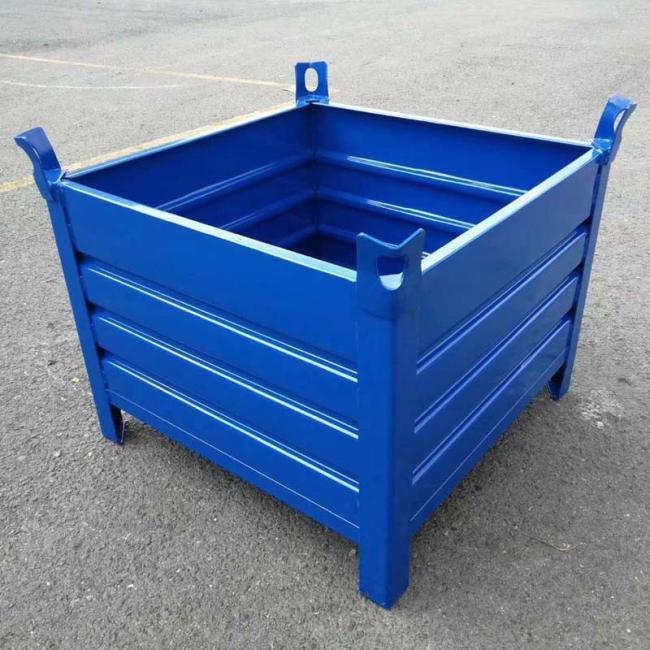 Custom-sized steel wire mesh containers in production facility