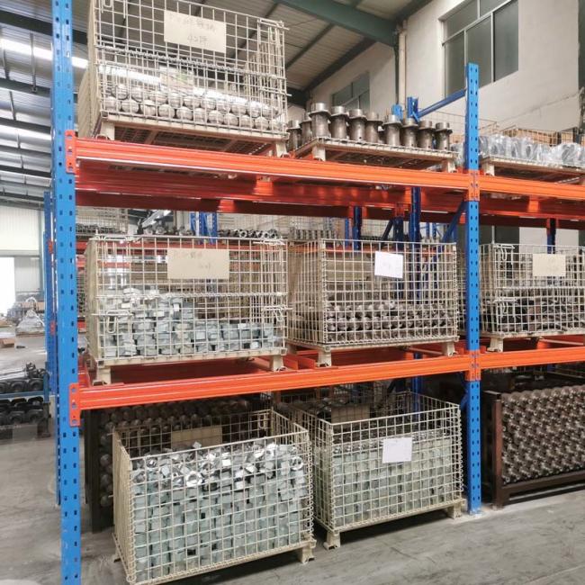 Galvanized storage cage showing stackable design