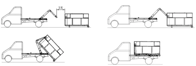 18T High Efficiency Hook Lift Garbage Truck, Detachable Container Type