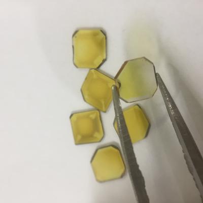 China Lab Grown Synthetic Yellow Diamond Hpht Mono Diamond Plates 3*3*0.3mm for sale