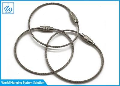 China Luggage Tag Wire Buckle Cable Loop Key Ring , Stainless Steel Wire Rope Keychain for sale