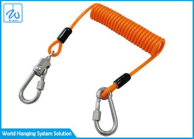 China 100cm Steel PU 7x19 Security Tether Spring Lanyard for sale