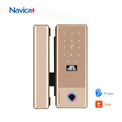 China Aluminum Alloy Sliding Glass Door Smart Lock Ttlock App Fingerprint Password for sale