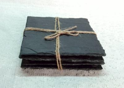 China Rough Rim Plain Stone Coasters , 4 Black Slate Coasters Natural Surface for sale