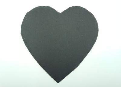 China Natural Stone Placemats , Black Slate Plates Heart Shape With Pads for sale