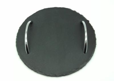 China Natural Edge Slate Serving Tray Round Shape Diameter 22cm For Kitchen for sale