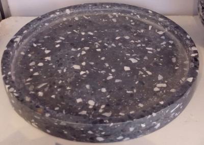 China Dia. 22  X 2cm Terrazzo Stone Serving Tray Polished for sale