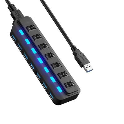 China EJE micro del cable de la carga por USB de 7 puertos cada puerto con ambos que comparten el interruptor/LED en venta