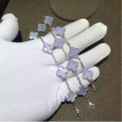 China Van Cleef & Arpels Alhambra bracelet 5 motifs 18K white gold diamond bracelet for sale