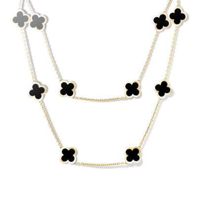 China Van Cleef & Arpels Alhambra long necklace 14 motifs Yellow gold Onyx VCARB13700 for sale