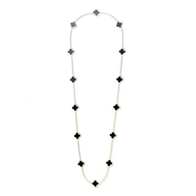 China V CA Alhambra long necklace 14 motifs Yellow gold Onyx Necklace VCARB13700 for sale