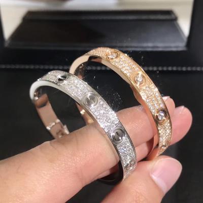 China Popular Beautiful Gorgeous Factory Made 18k Car Tier Yellow/White/Rose Gold And Natural Diamonds LOVE Bracelet for sale