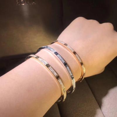 China High Quality Fashion Fine Jewelry Pure 18k Real Gold And Natural Vs Diamonds LOVE Bracelet, Small Model Paved en venta