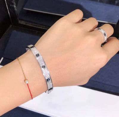 China Factory Custom Fine Jewelry 18k White Ogold LOVE Bracelet, Diamond-Paved, Ceramic Bracelet for sale