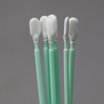 China Long Handle 6.6 Inch PP Green Stick Polyester Tipped Swab Electronics Clean for sale