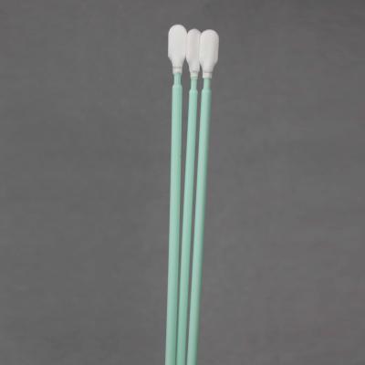 China 165mm Long Handle Polyester Flat Round Head Cleanroom Lint Free Swabs for sale