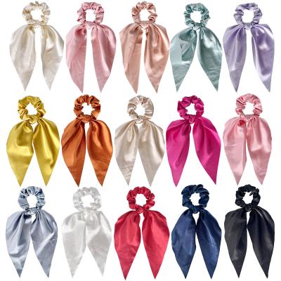 China Satin Fabric Scrunchies solid color ribbon hair tie for sale