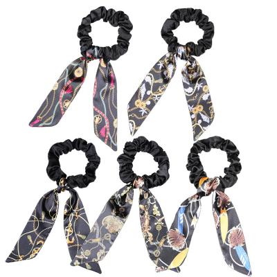 China Wrinkle Bow streamer scrunchies printing hair accessories for sale