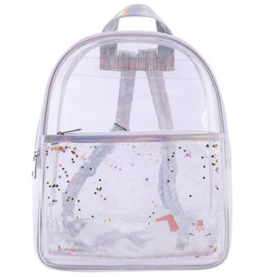 China Summer Adjustable Strap Clear School Backpack Transparent Waterproof Mini PVC Backpack for sale