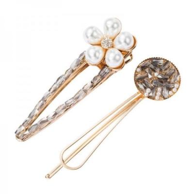 China Alloy Set With Crystal And Imitation Pearl Flower Hairpin for sale