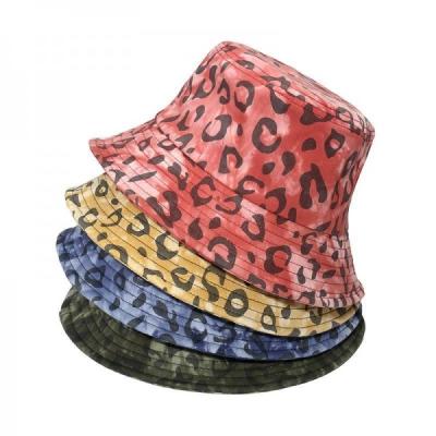 China 2022 Tie Dye Gradient Pot Fisherman Hat Leopard Bucket Hat for sale