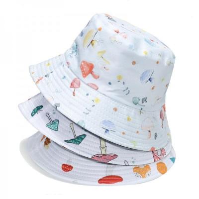 China Sun Hat White Cute Mushroom Print Basin Hat Fisherman Hat For Women for sale