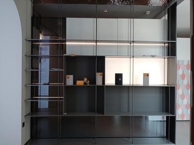 China Black Aluminum Metal Rack Storage Shelf Floating Shelves For Living Room for sale