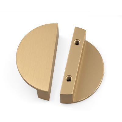 China 120mm Gold Brass Color Half Moon Modern Drawer Pulls Aluminum Cabinet Handles With Screws for sale