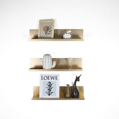 China Aluminum L Shaped Wall Mounted Shelves ODM Gold Metal Floating Shelves for sale