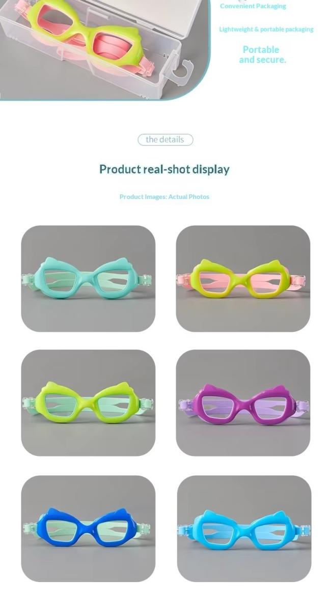 Children's cat ear swimming goggles close-up detail
