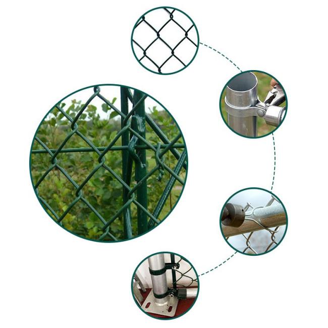 Close-up view of Electric Galvanized PVC Sprayed Chain Link Fence mesh structure and coating