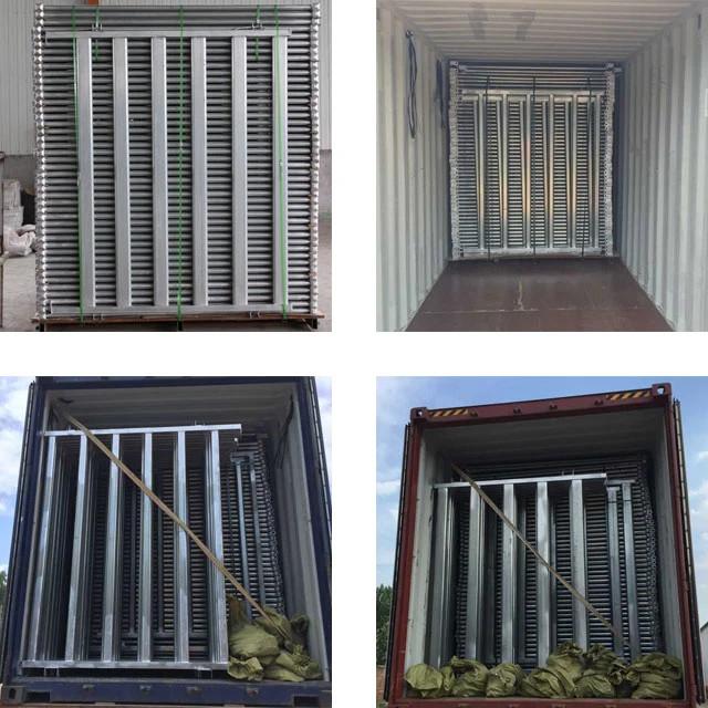 Close-up view of galvanized steel farm fencing with secure drop bolt system