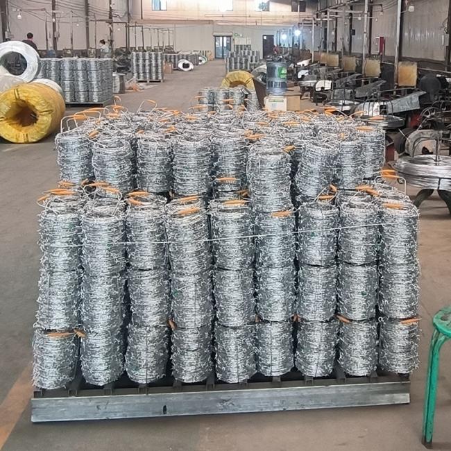 Barbed wire product demonstration showing security fencing application