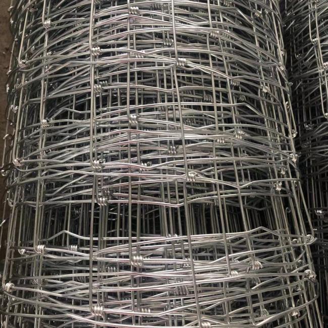Close-up view of Hinge Joint Field Fence mesh and galvanized coating
