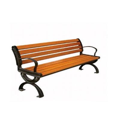 China Durable Public Ornamental Iron Parts Wood Slats Cast Iron Outdoor Garden Chair for sale