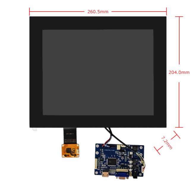 12.1 Inch LVDS LCD Display 1024x768 IPS Normally Black PCAP Touch Display 850 nits High Brightness Wide Temperature 1