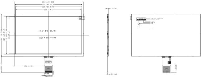 Custom Industrial HDMI LCD Display 10.1 Inch 500nits IPS 1024x600 RGB Interface TFT Touch Display Wide Temperature 0