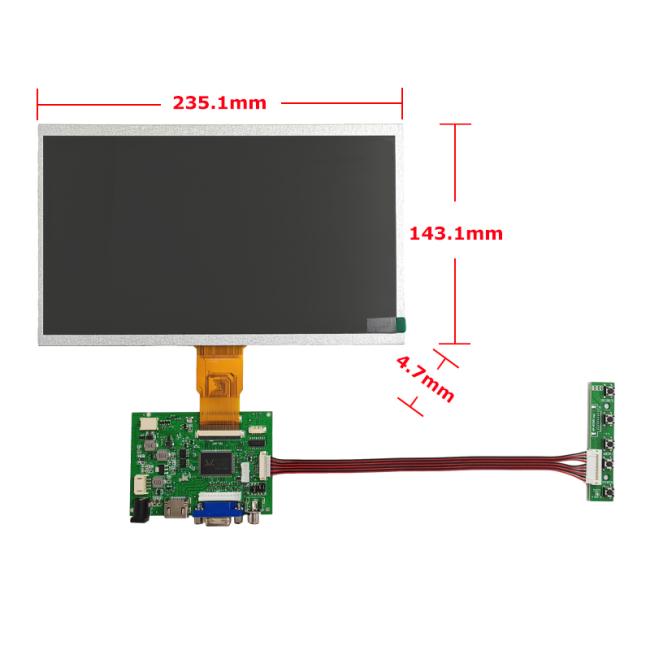 Custom Industrial HDMI LCD Display 10.1 Inch 500nits IPS 1024x600 RGB Interface TFT Touch Display Wide Temperature 1